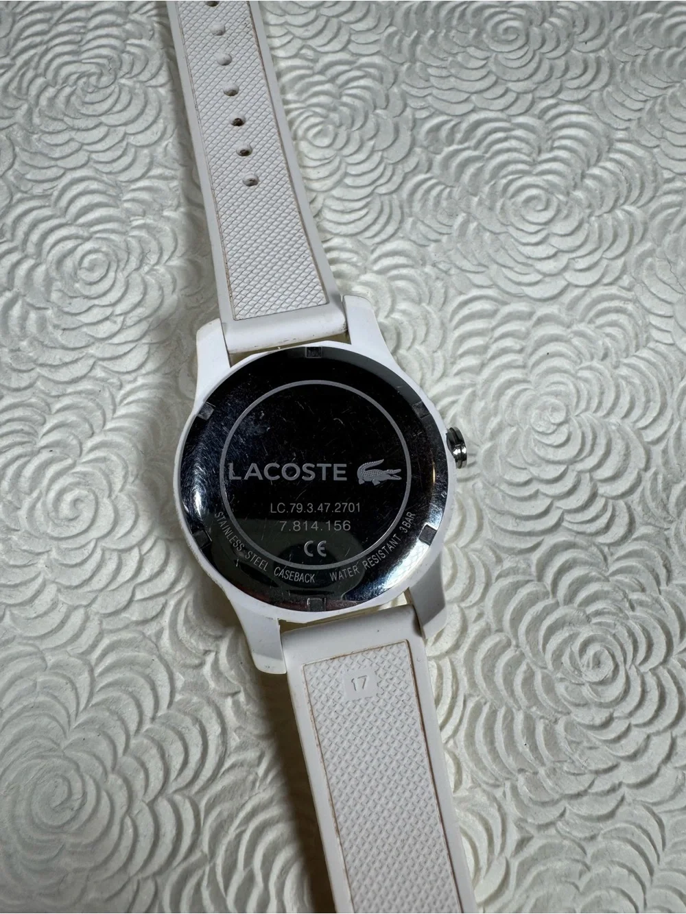 Lacoste 12.12 White Quartz Silicone Pique Strap Watch